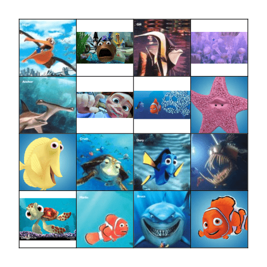 Finding Nemo Bingo Card