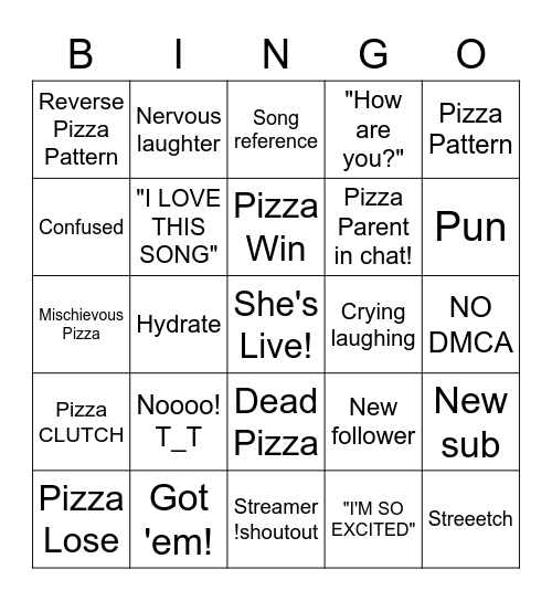 Pizza Angel Stream Bingo Card