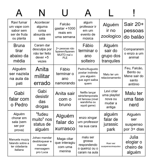Bingo Anual Bingo Card