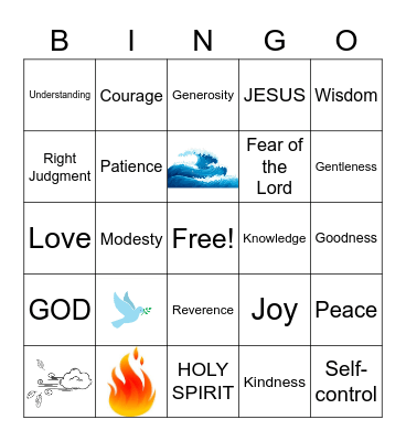 Holy Spirit Bingo Card