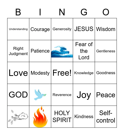 Holy Spirit Bingo Card