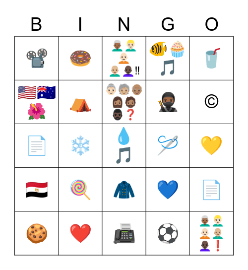 Objects Bingo Card