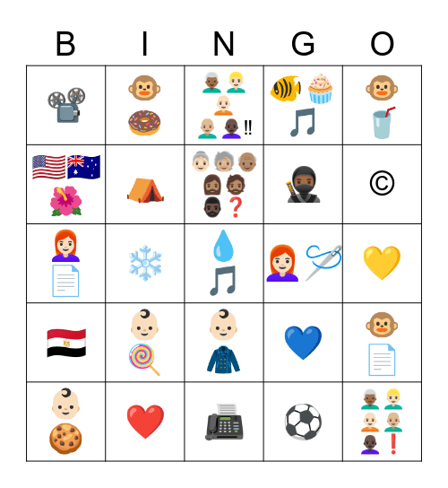 Objects Bingo Card