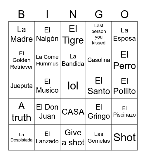 Loteria Latinada Bingo Card