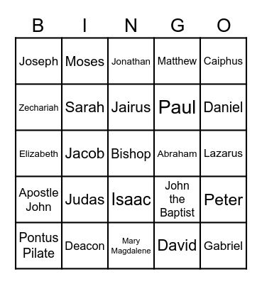 People in the Bible Bingo Card