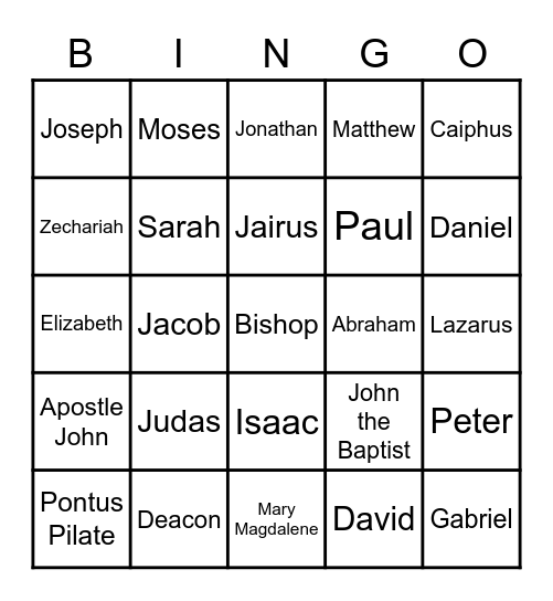 People in the Bible Bingo Card