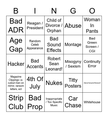 Robert Sean Leonard Bingo Card