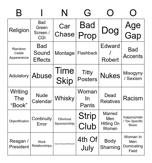 Robert Sean Leonard Bingo Card