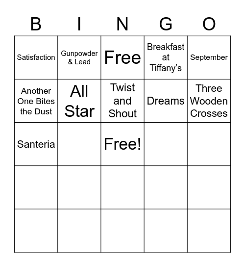 music-bingo-card