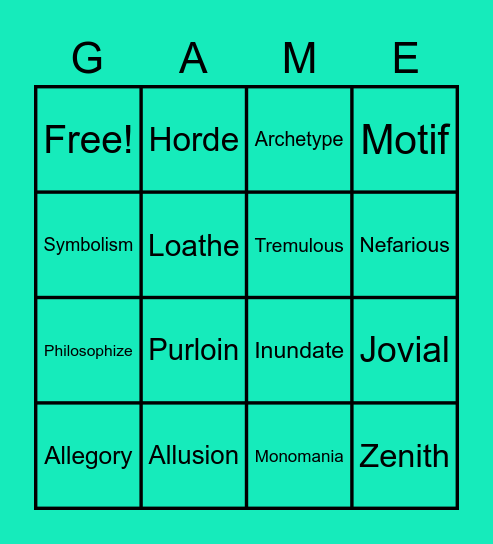 VOCAB 19 Bingo Card