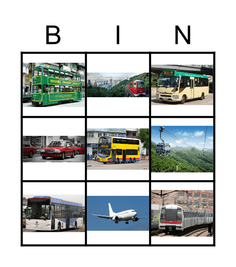 Transport in Hong Kong Bingo Card