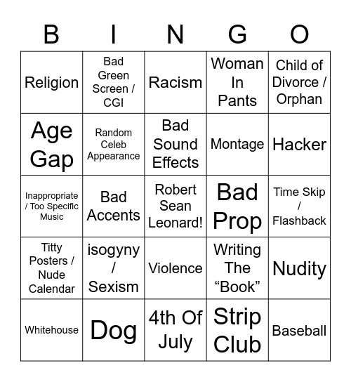 Robert Sean Leonard Bingo Card