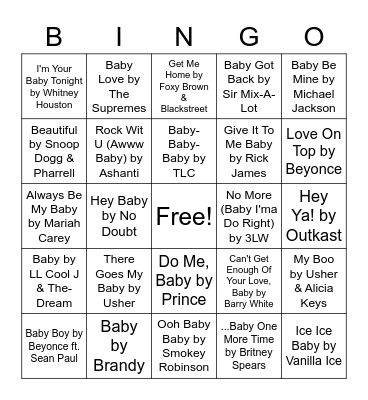 Baby Bingo Card
