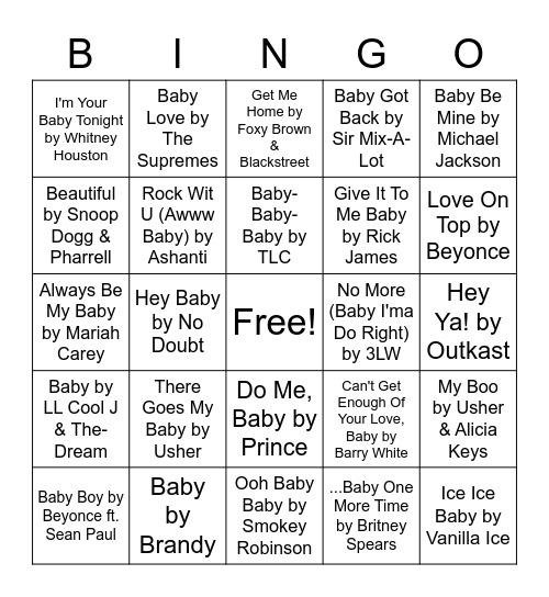 Baby Bingo Card