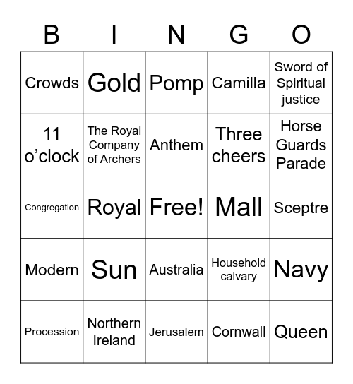Coronation Bingo! Bingo Card