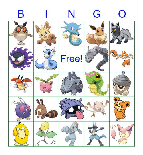 Pokemon Bingo Card