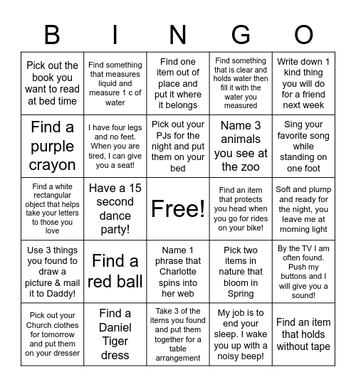 Teddy and Shae’s Scavenger Hunt BINGO Card