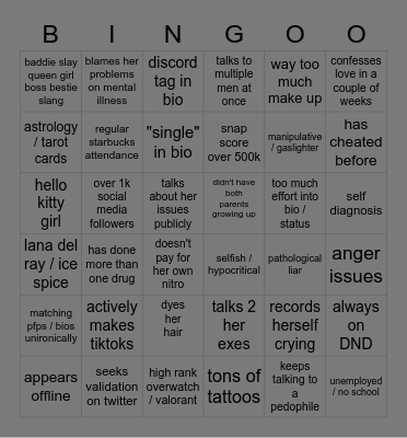 red flag bingo Card