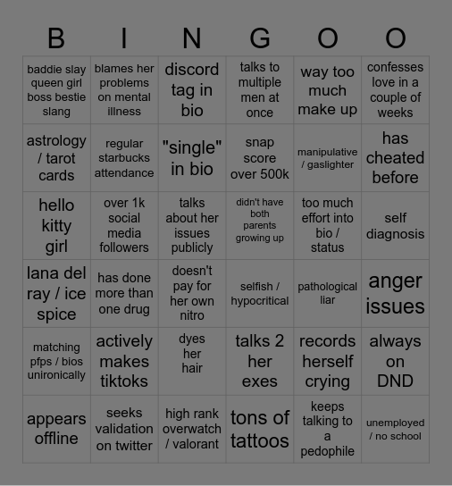 red flag bingo Card