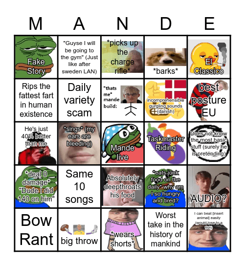 Mande Bingo Card