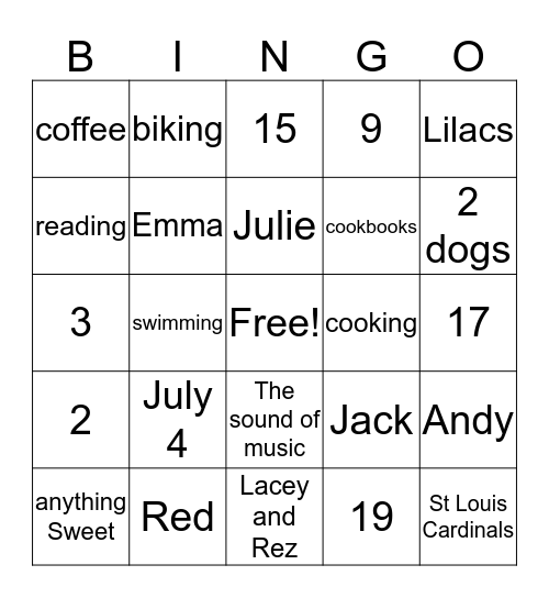 Mrs. Doyle Birthday Bingo Card