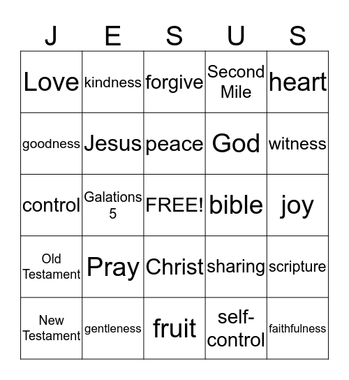 Prayer Club Bingo Card