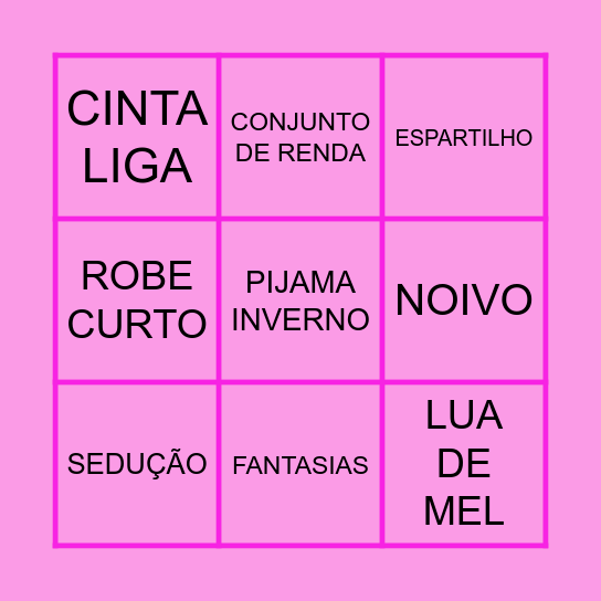 Chá de Lingerie da Aline Bingo Card