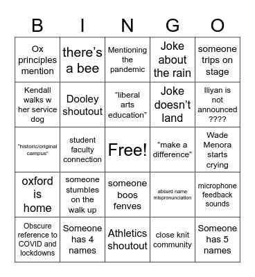 grad bingo Card