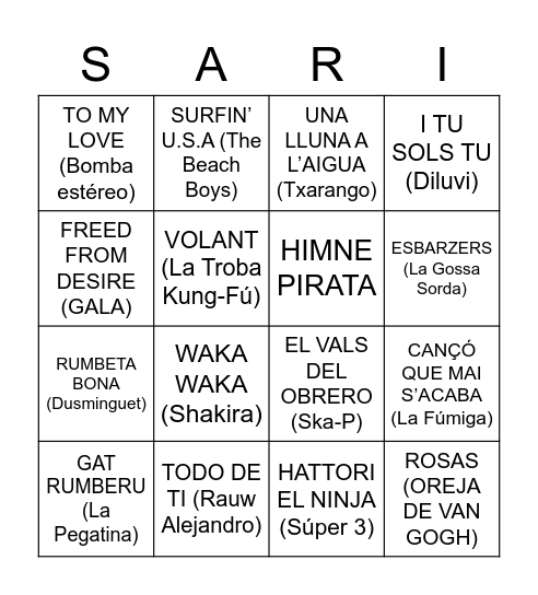 Sari Marc Bingo Card