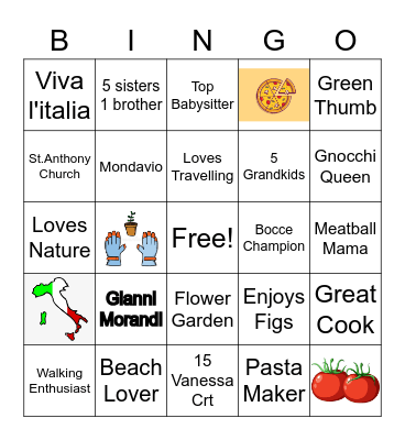 Nonna's Birthday Bingo Card