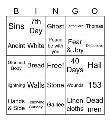 Easter Bingo Card