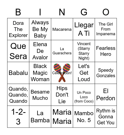 Celebracion! Bingo Card