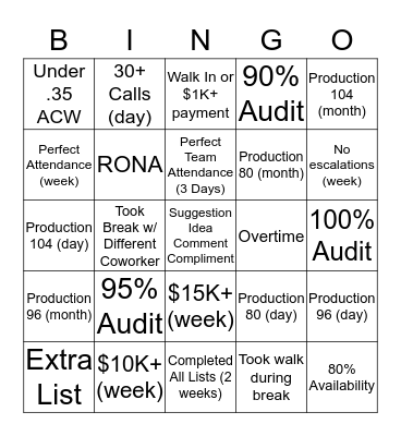 Team Awesome Bingo Card