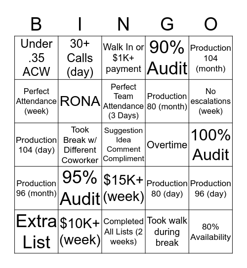 Team Awesome Bingo Card