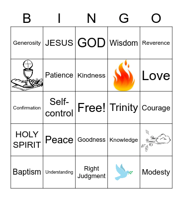 Holy Spirit Bingo Card