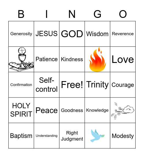 Holy Spirit Bingo Card