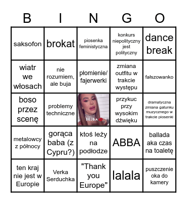 Eurowizja 2023 Bingo Card