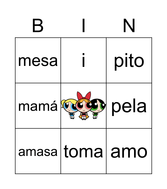 Repaso de Silabas Bingo Card