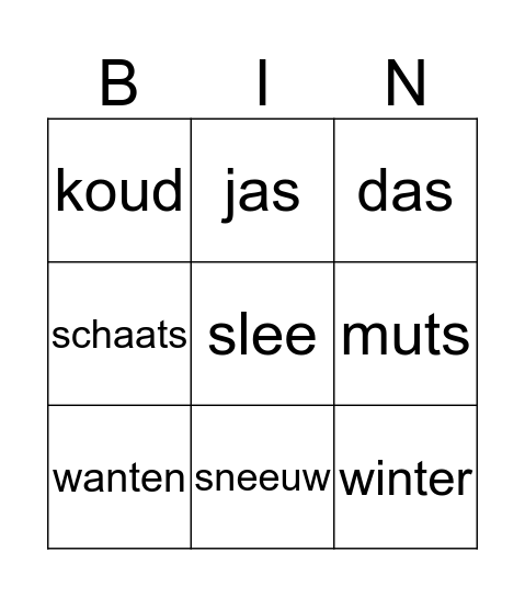 Winter bingo  Bingo Card