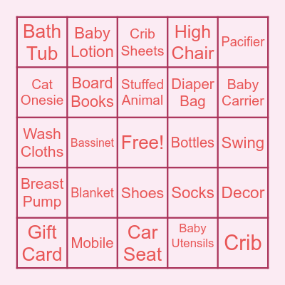 Baby Shower Gift Bingo Card