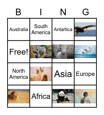 Continents Bingo Card