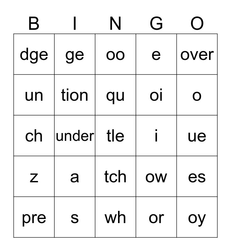 Saxon Phonics Grade 1 Lesson 133 Bingo Card