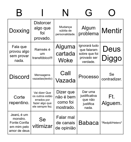 Raluquinha Bingo Card