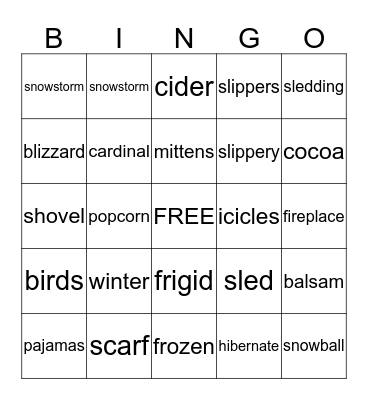 Winter Bingo Card