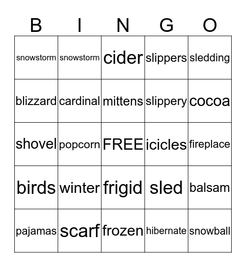 Winter Bingo Card