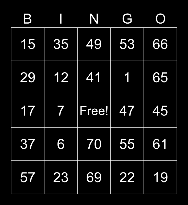 Bingo ig Bingo Card