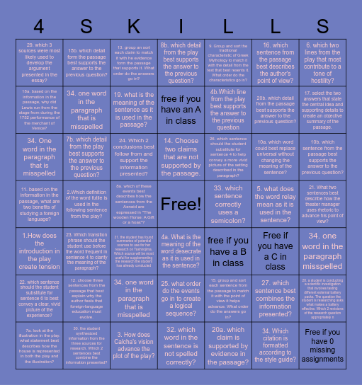 UNIT 4 REVIEW Bingo Card