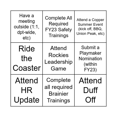 CMSR Summer '23 Leadership Bingo Card