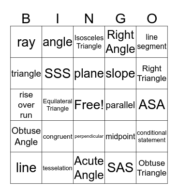 Geometry vocab Bingo Card