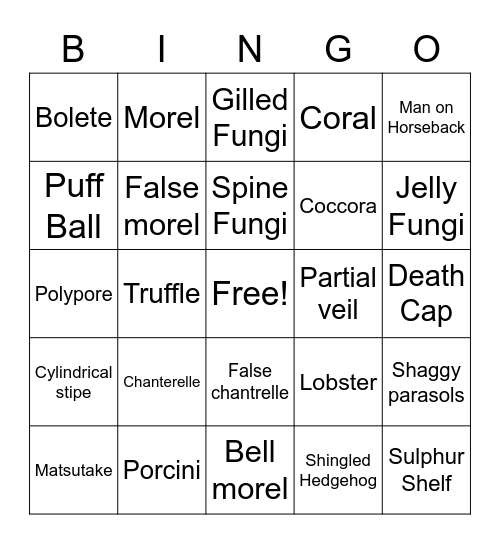 Mushroom Hunt! Bingo Card